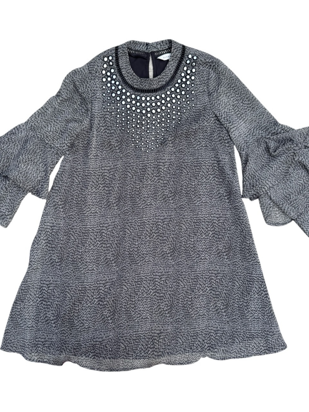 Ranna Gill Dash Print Mirror Ruffle Mini Dress - S